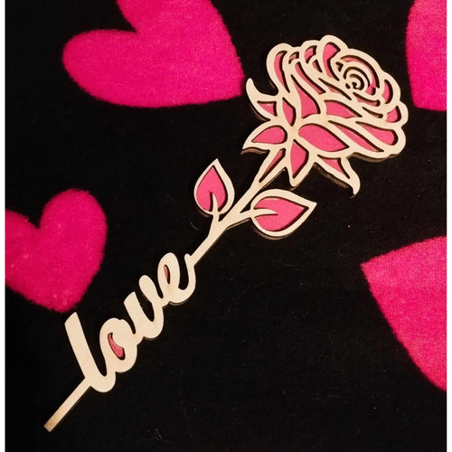 Boîte en bois personnalisable avec rose Love