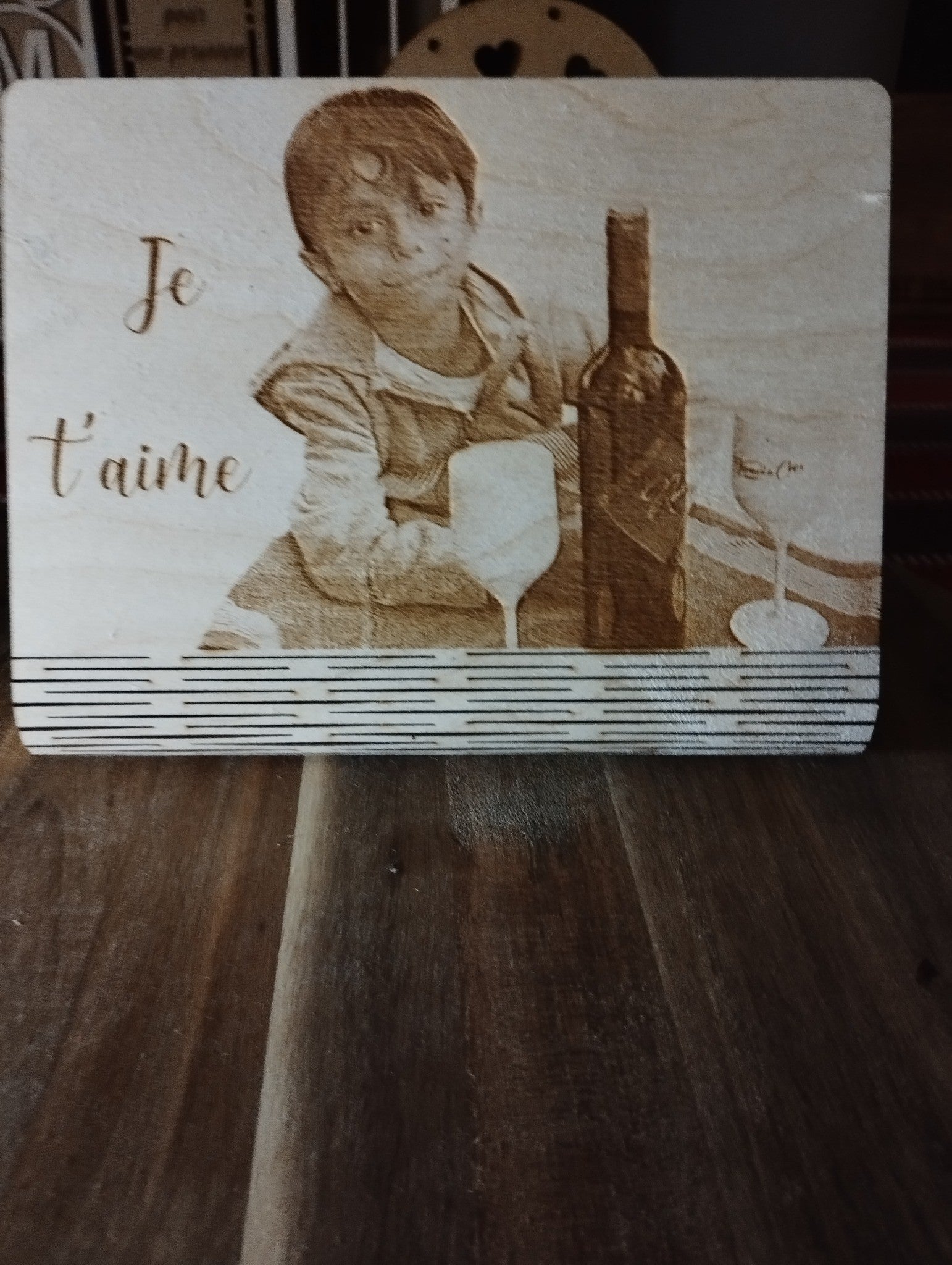 Cadre photo personnalisé en bois – Gravure photo &amp; texte