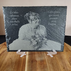 Plaque funéraire ardoise personnalisée avec portrait