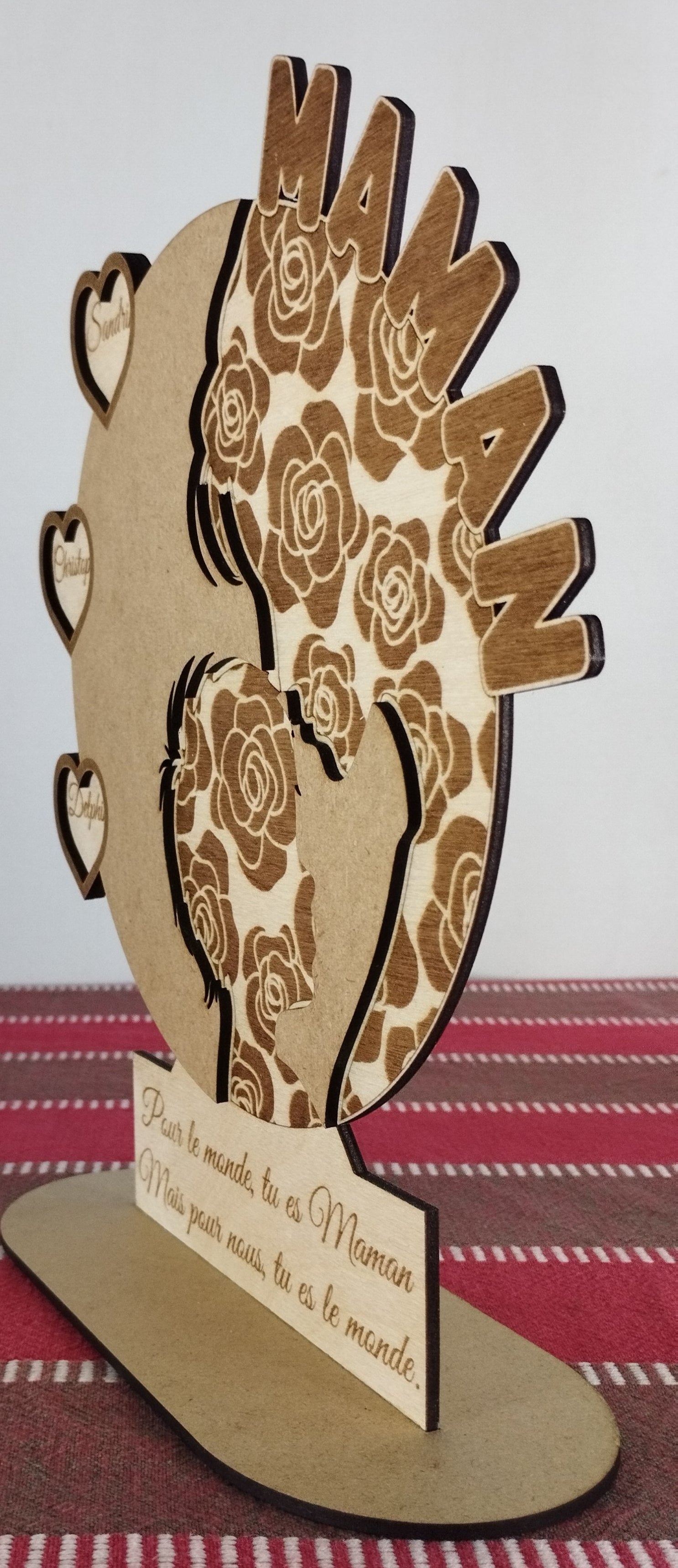 🌸 Décoration en bois personnalisée – Maman et ses enfants