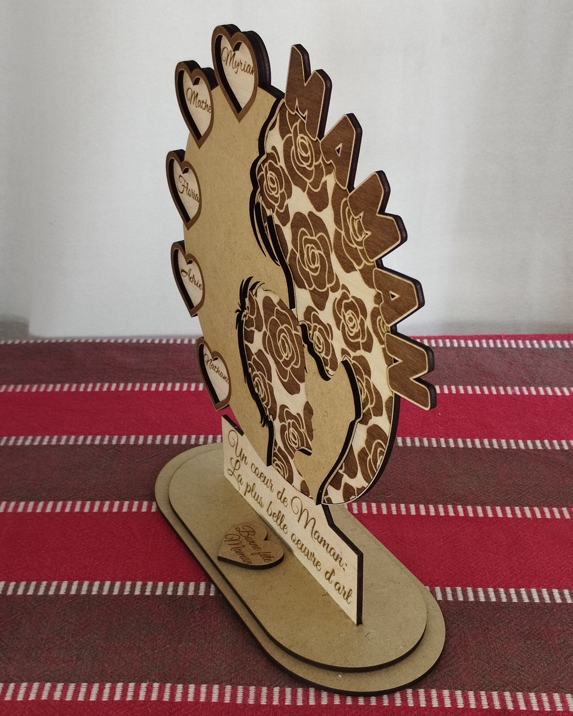 🌸 Décoration en bois personnalisée – Maman et ses enfants