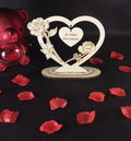 Cœur décoratif en bois personnalisable avec roses – “Je t’aime mon amour”