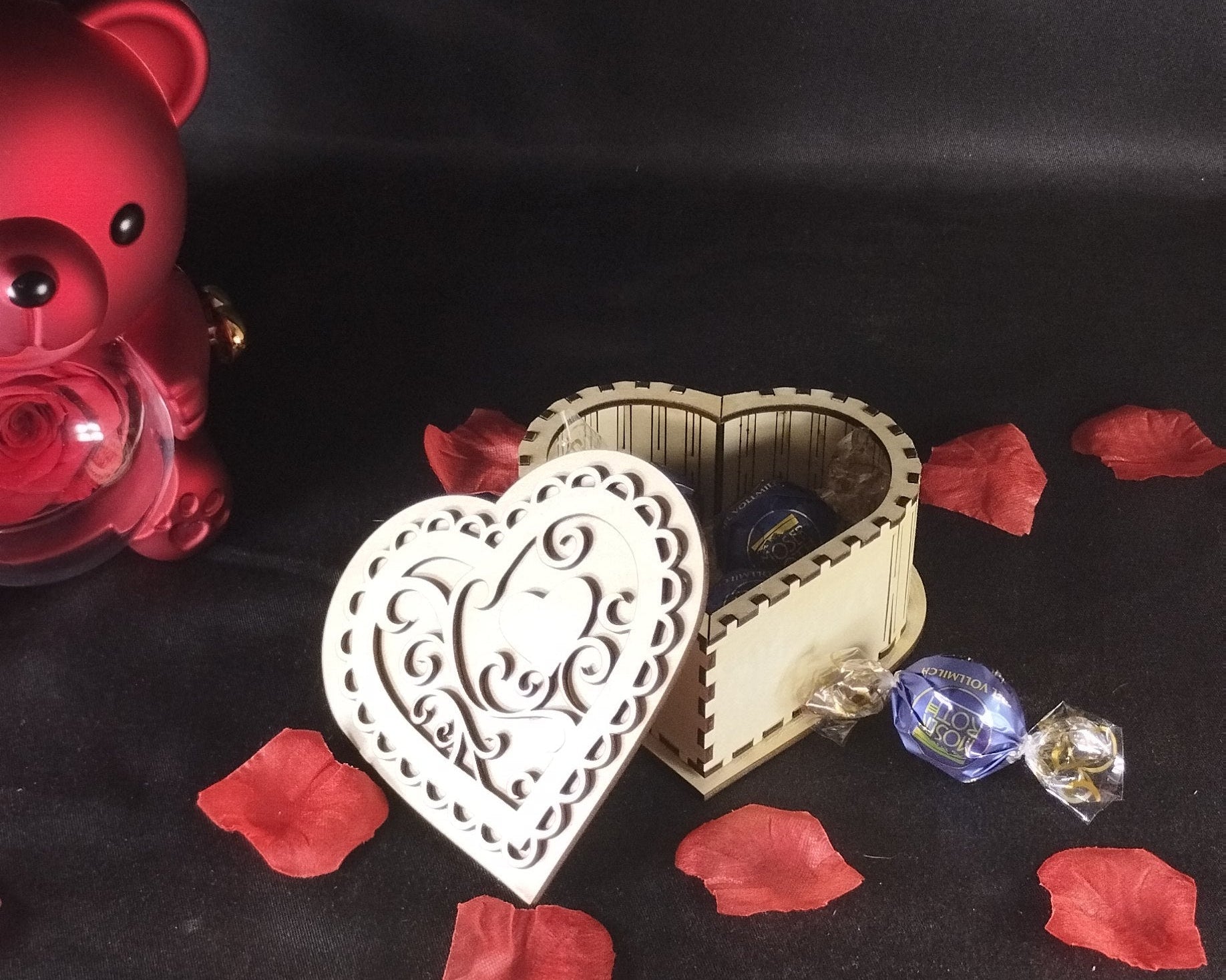 Boîte cœur en bois – Écrin cadeau Saint Valentin