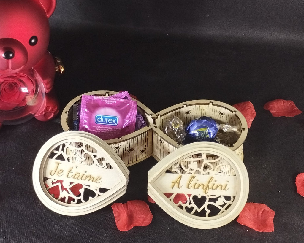 Cadeau couple personnalisé boîte infini en bois