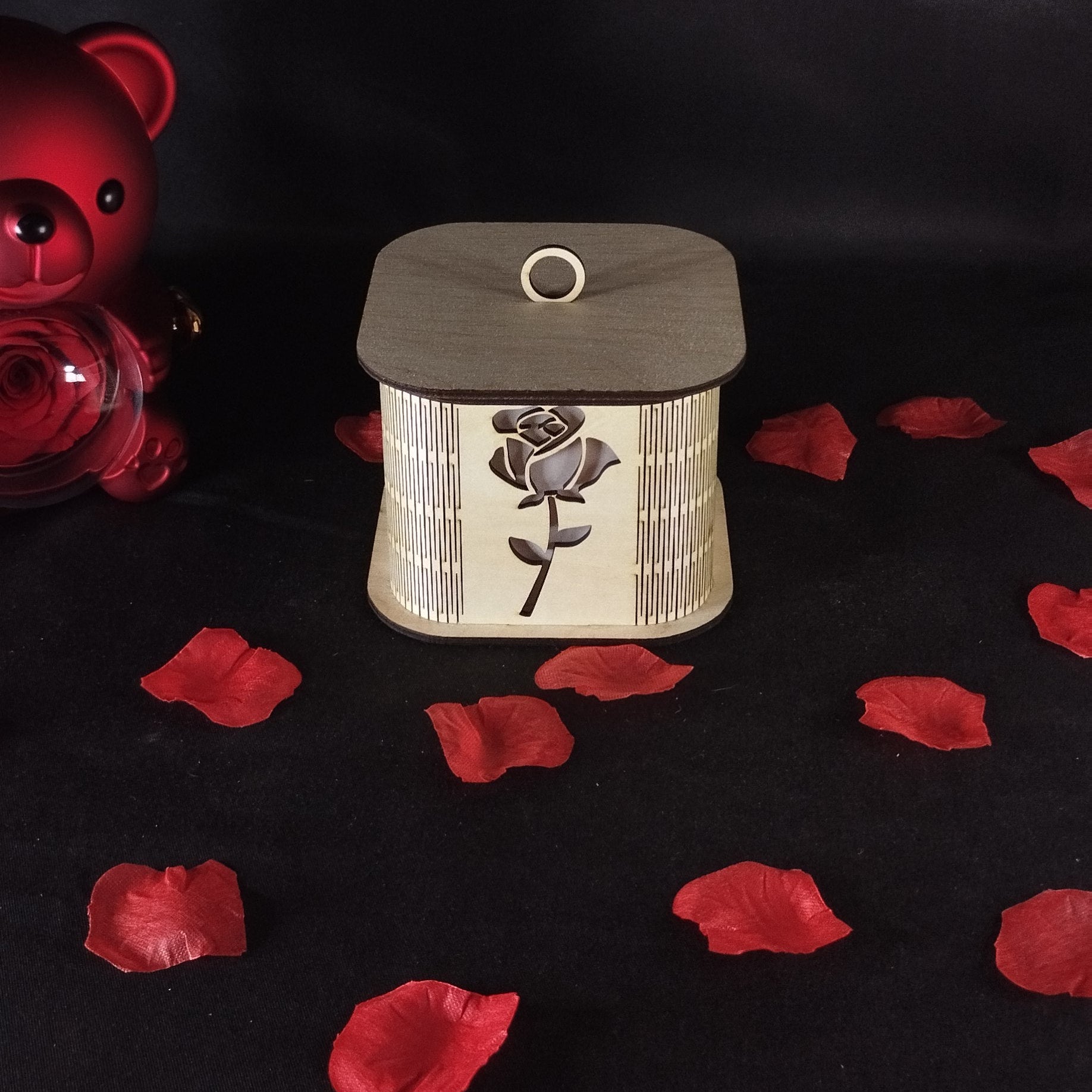 Boîte photophore décorative en bois – Lumière d’ambiance romantique