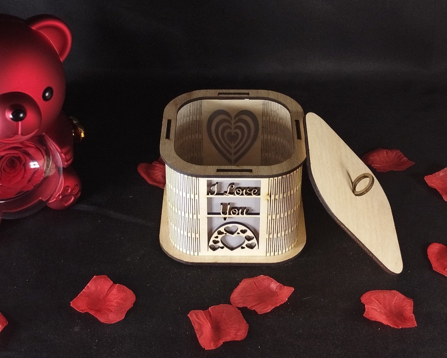 Boîte photophore décorative en bois – Lumière d’ambiance romantique