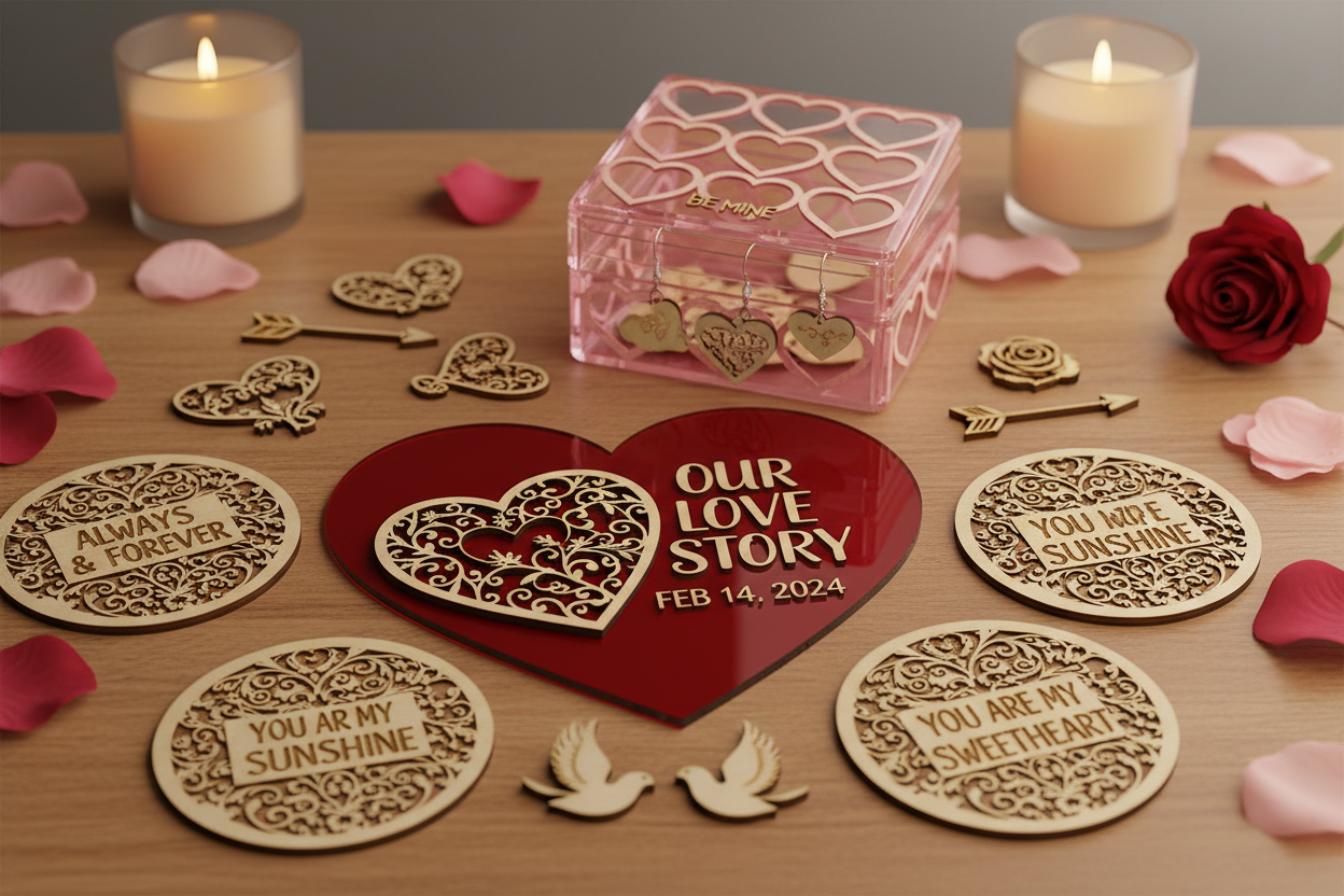 cree moi une image pour ma collection Saint Valentin en sachant que je suis specialise dans la gravure et decoupe laser