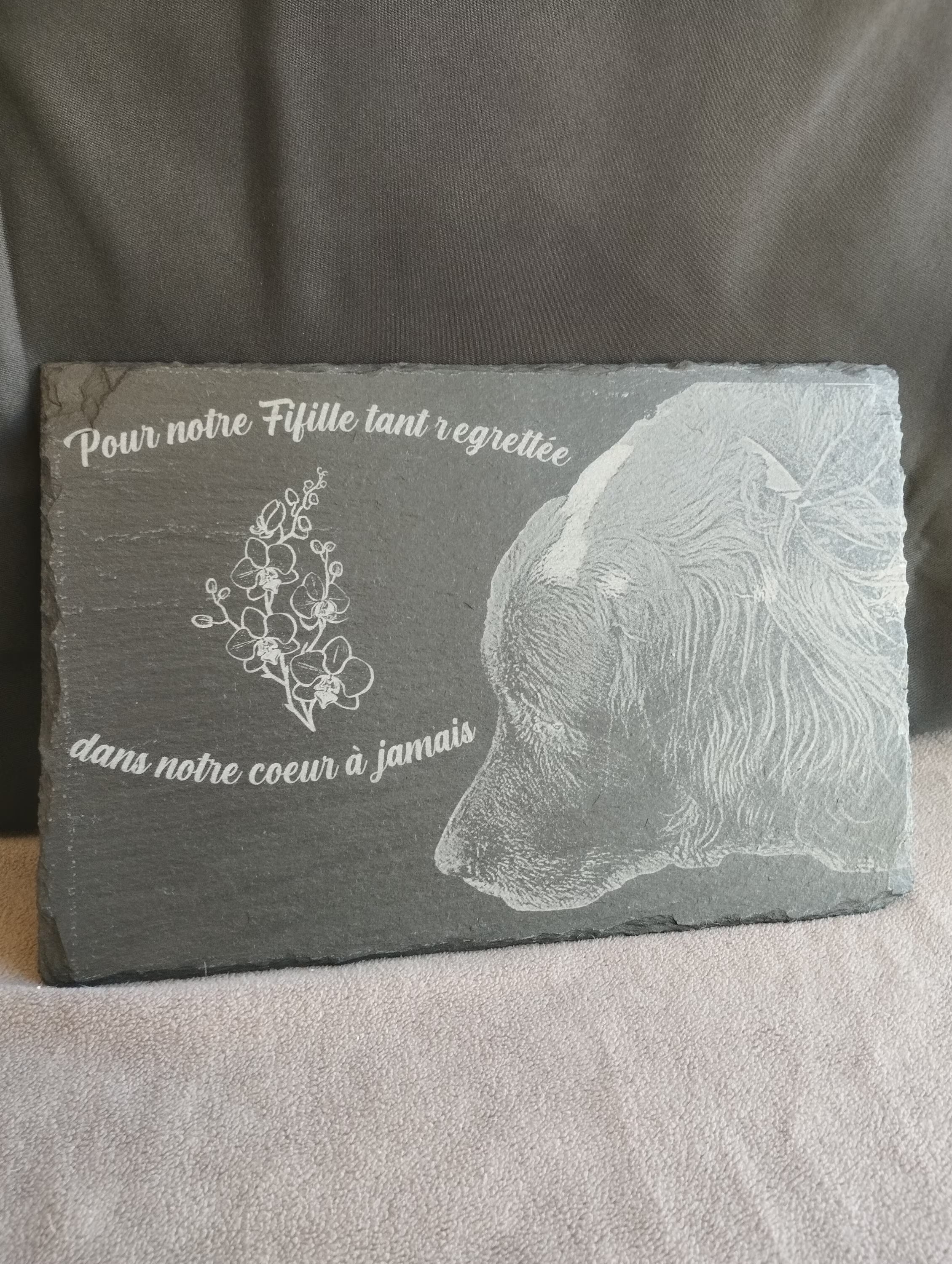 🐾 Plaque funéraire personnalisée en ardoise