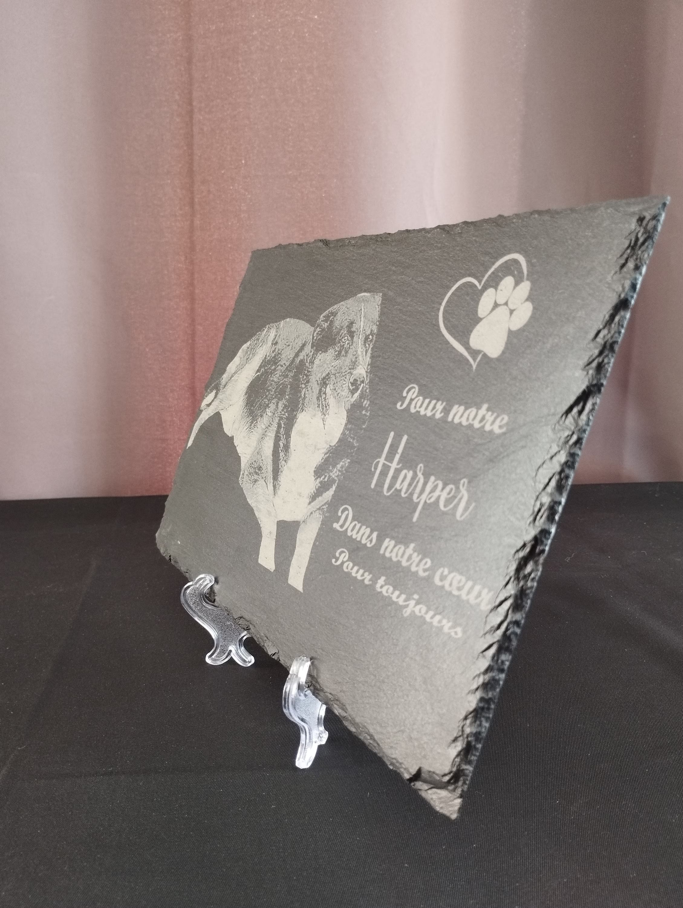 🐾 Plaque funéraire personnalisée en ardoise