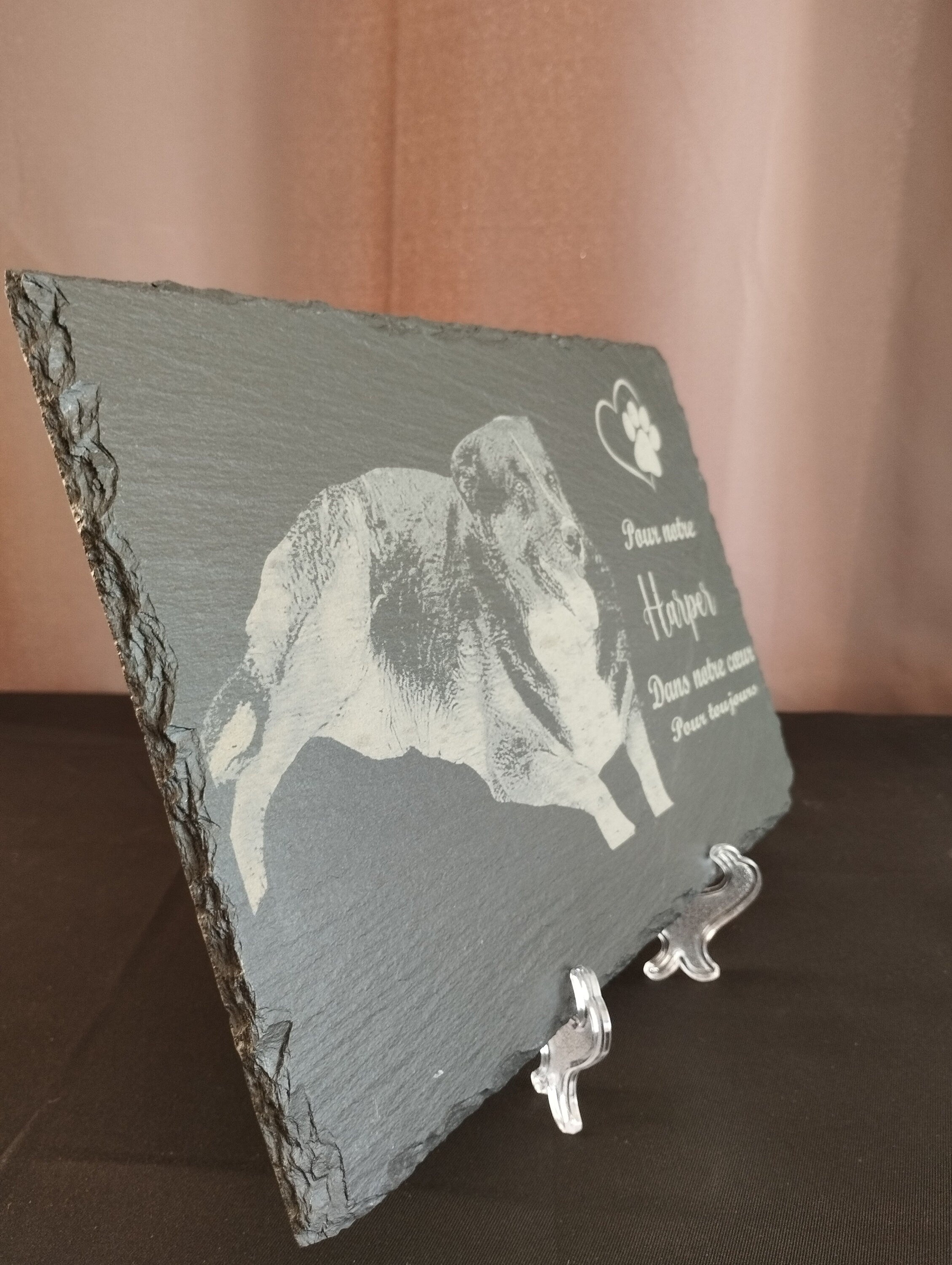 🐾 Plaque funéraire personnalisée en ardoise