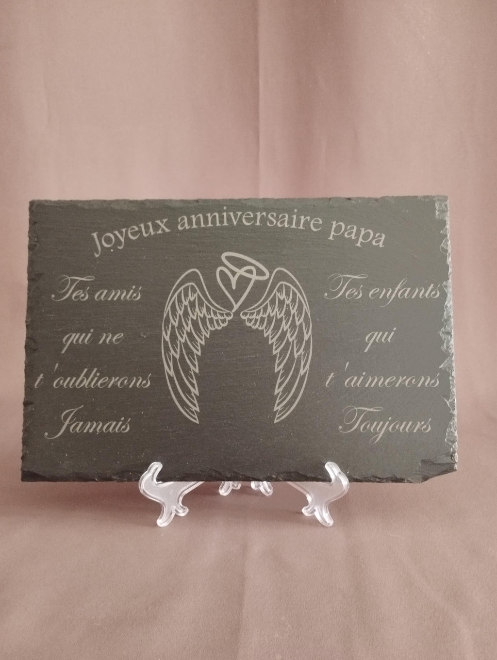 Plaque funéraire personnalisée en ardoise avec photo et texte