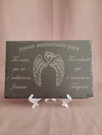 Plaque funéraire personnalisée en ardoise avec photo et texte