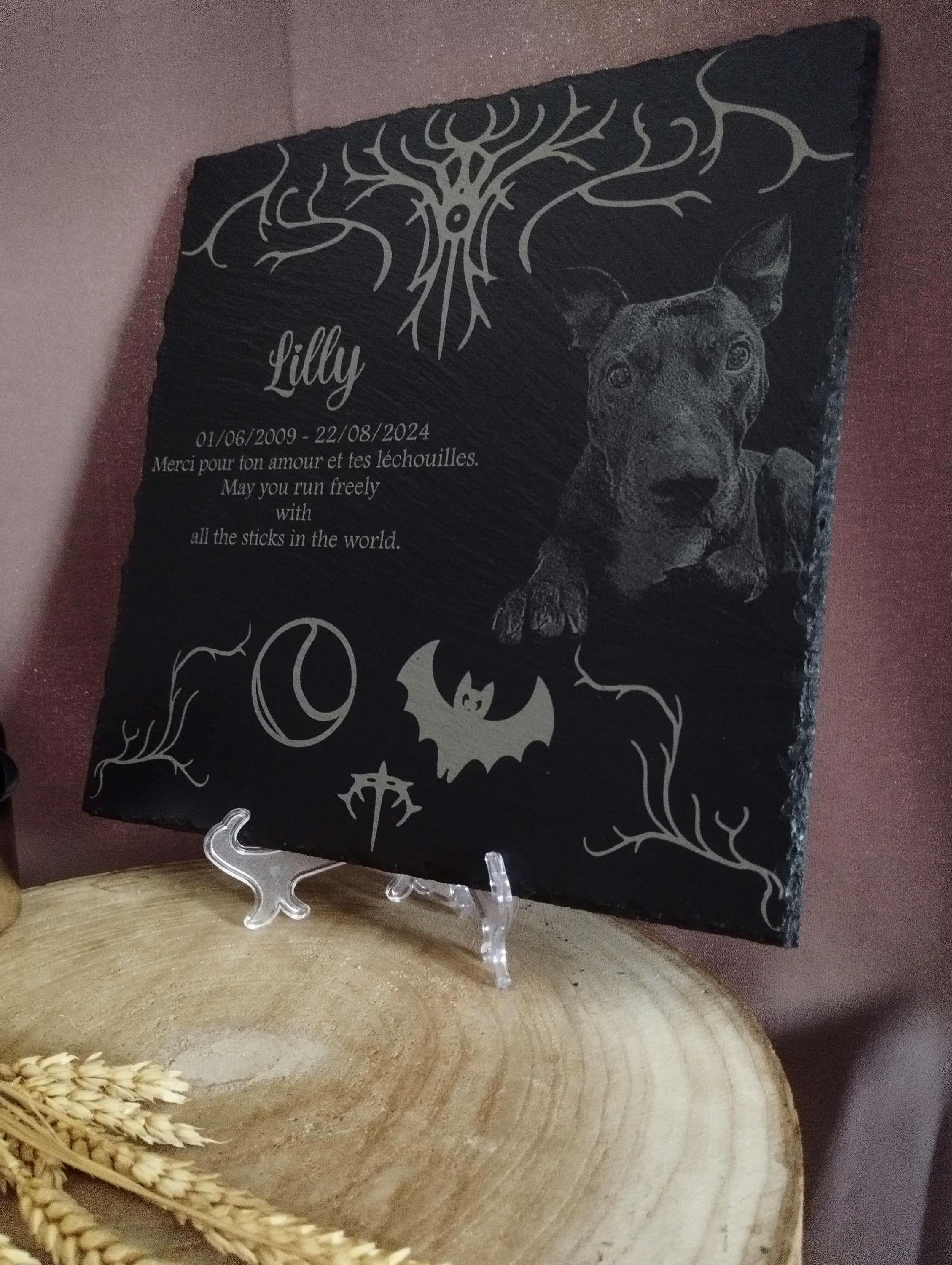 🐾 Plaque funéraire personnalisée en ardoise