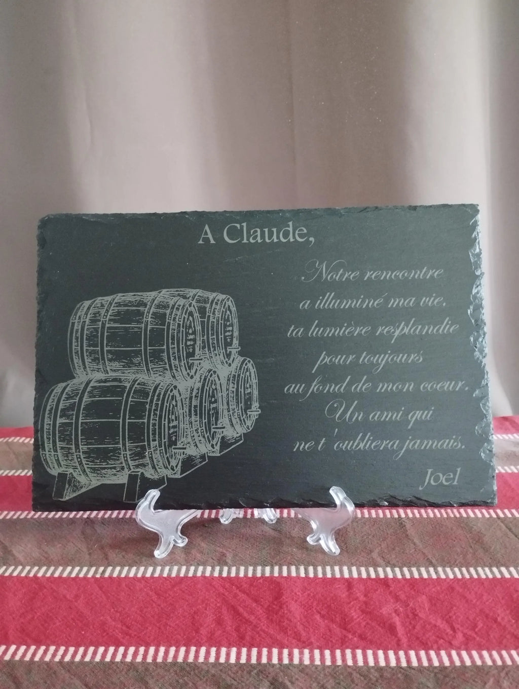 Plaque mémorielle personnalisée Gravenvie en ardoise