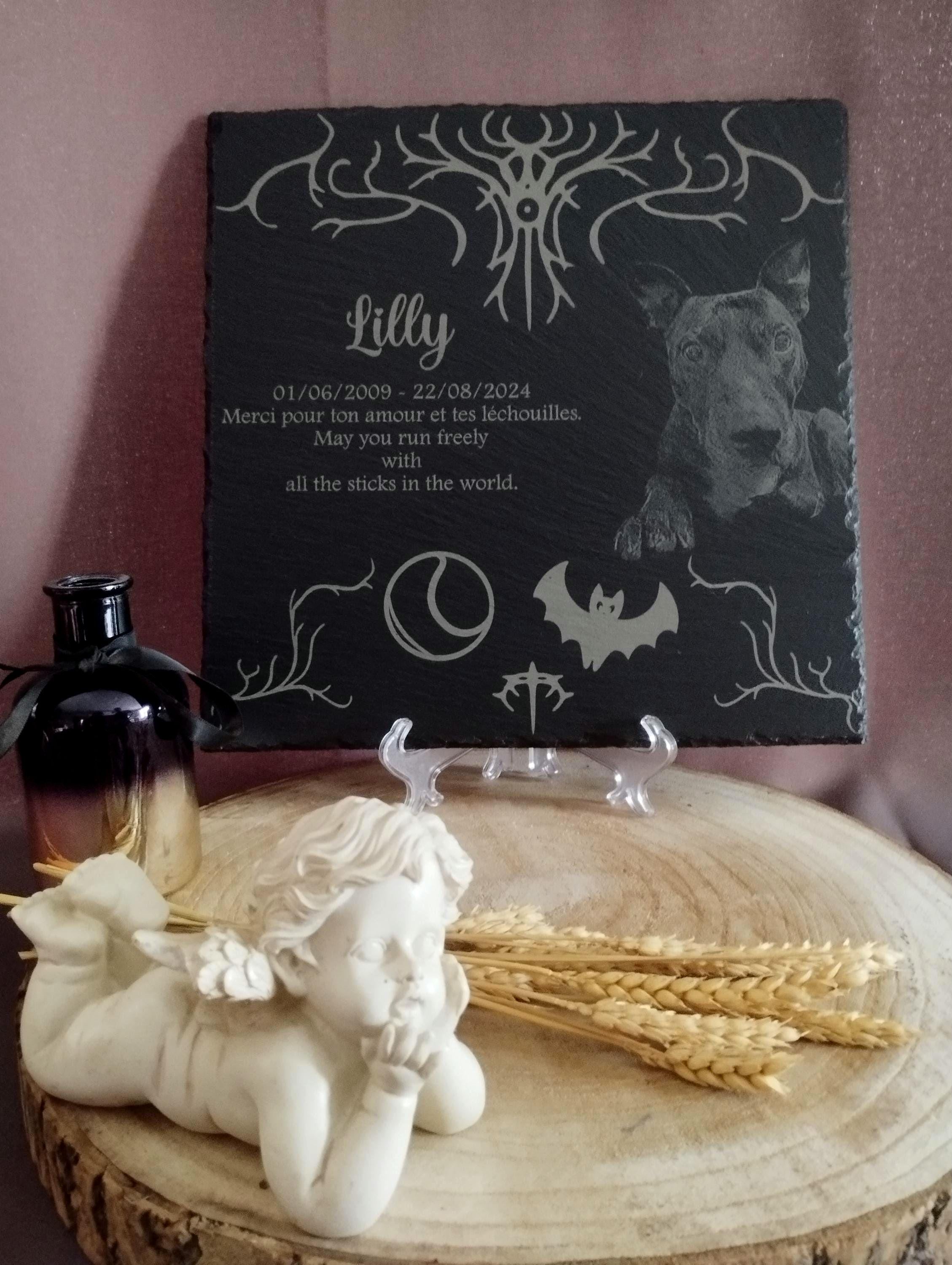 🐾 Plaque funéraire personnalisée en ardoise