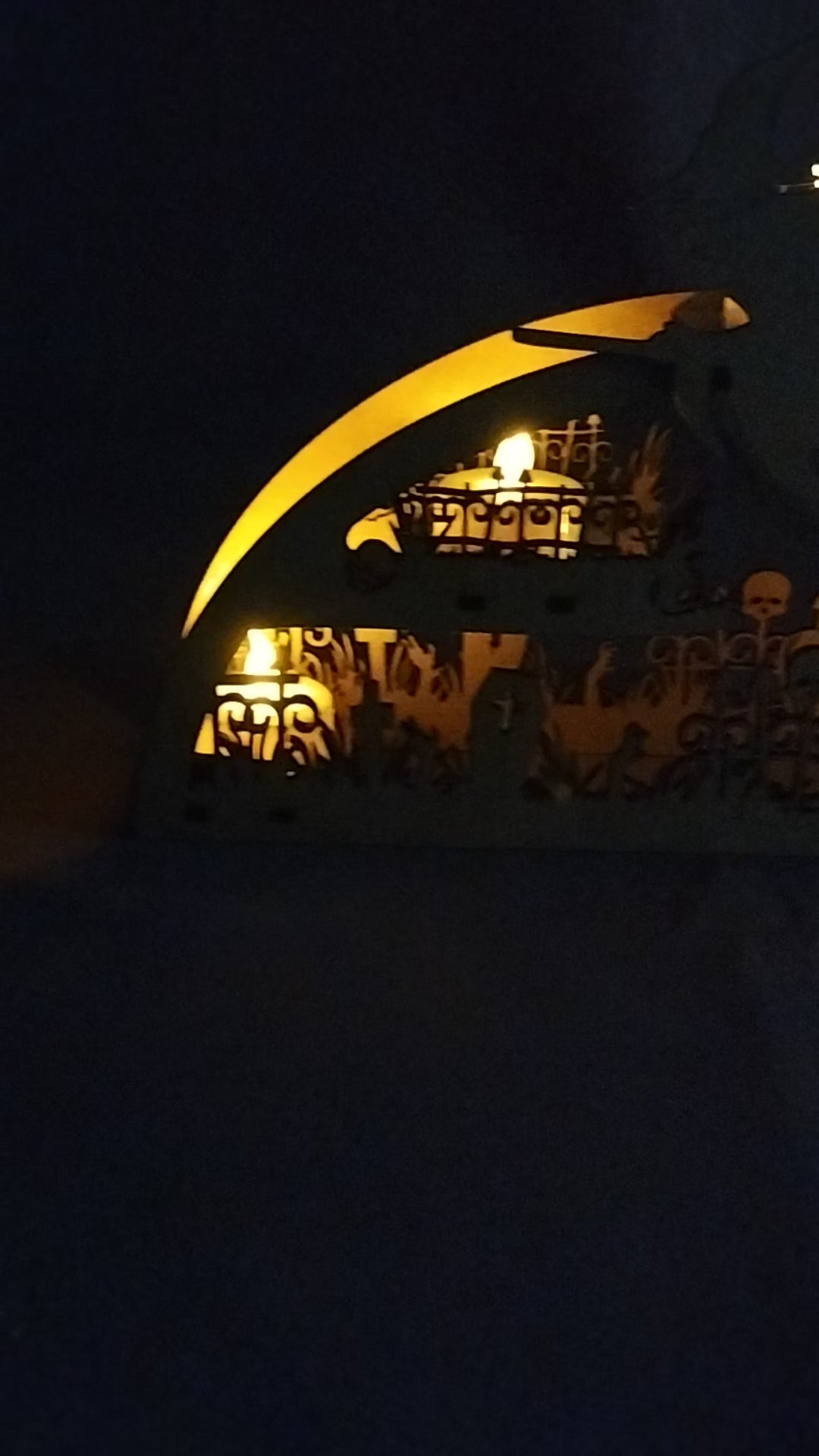 Photophore "Cimetière et Sorcière" en bois MDF 3mm