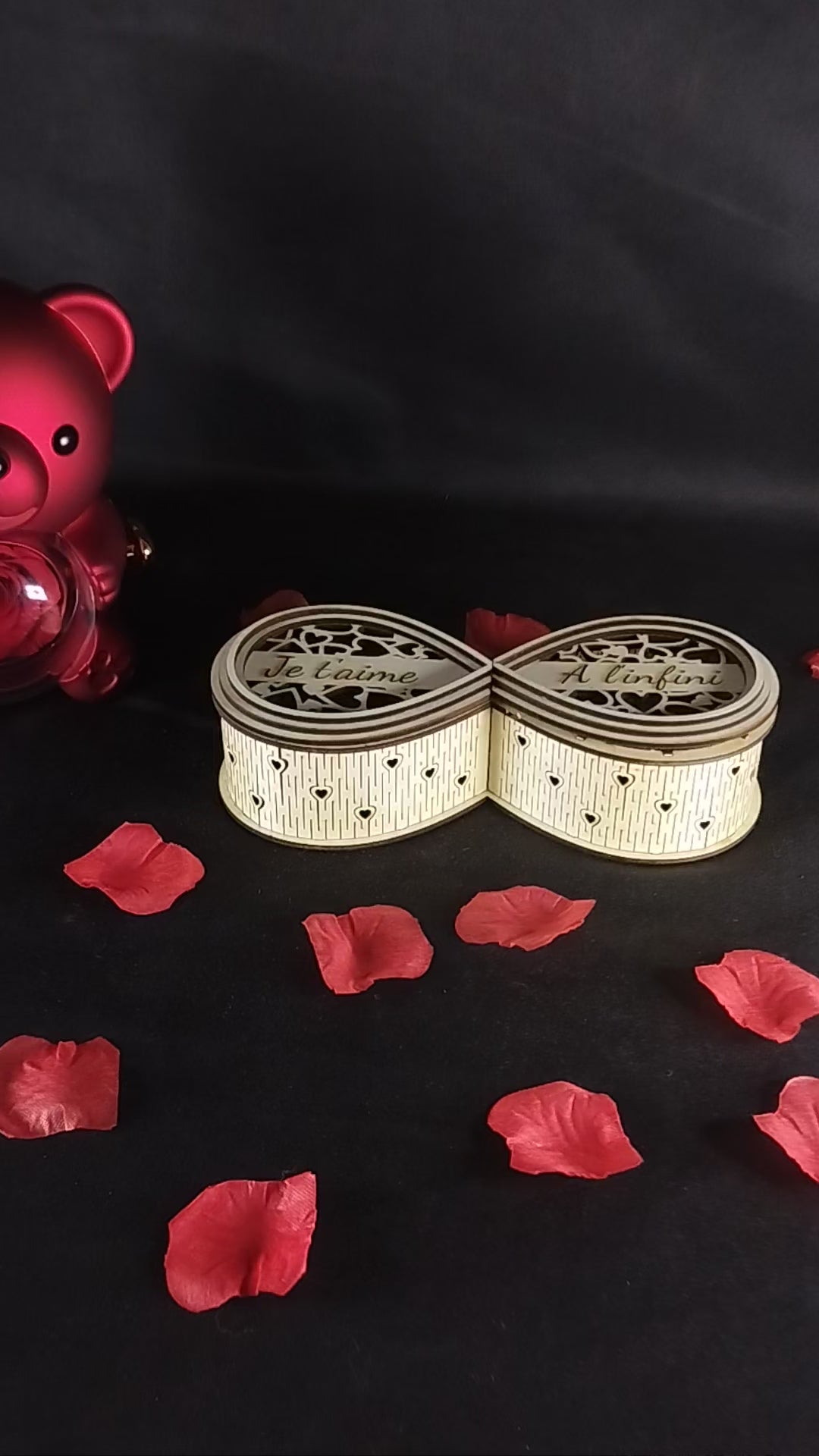 Boîte infini en bois personnalisable à double compartiment – Cadeau Saint-Valentin