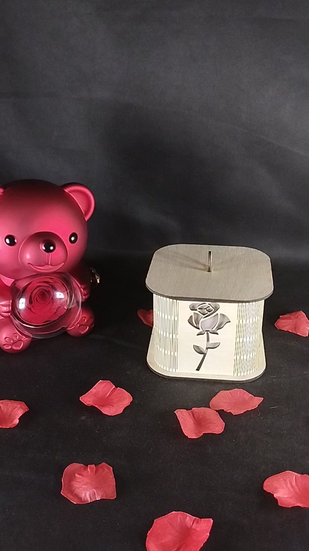 Boîte photophore décorative en bois – Lumière d’ambiance romantique